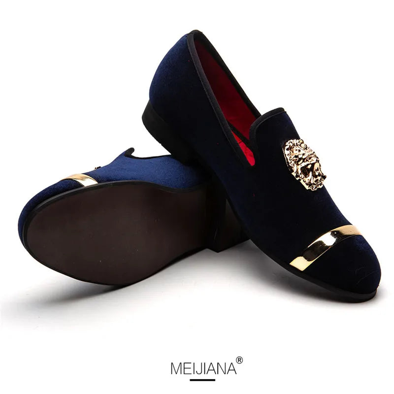 TINTINOS NEW 2024 Men Dress Shoes Wedding Party Shoes Loafers Fashion Tiger Gold Metal Men Flats Factory Big Size 38-47