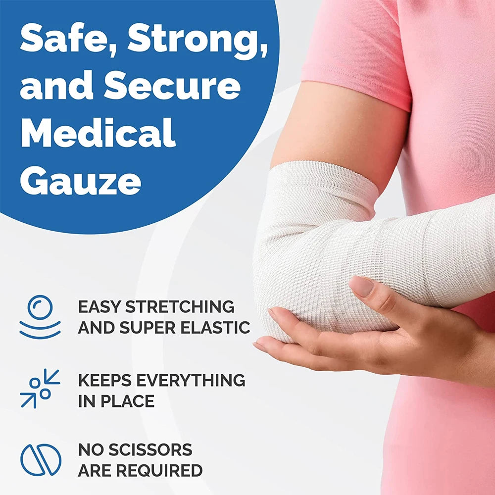 1 Rolls Premium Gauze Bandag Medical Tape,Breathable Flexible, Stretchable Gauze Wrap for First Aid Wound Care&Medical Supplies