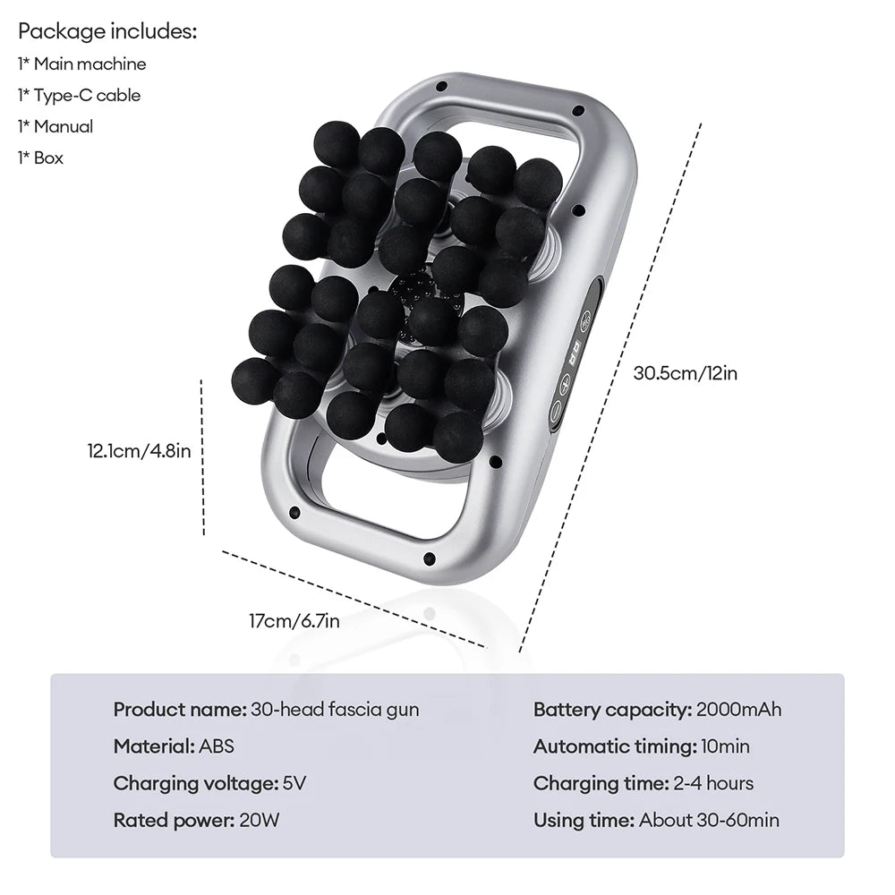 30-Head Fascia Gun High-Frequency Vibration Body Massage Gun Back and Waist Massager Neck Shoulder Massager Muscle masajeador