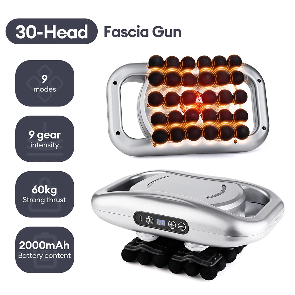 30-Head Fascia Gun High-Frequency Vibration Body Massage Gun Back and Waist Massager Neck Shoulder Massager Muscle masajeador