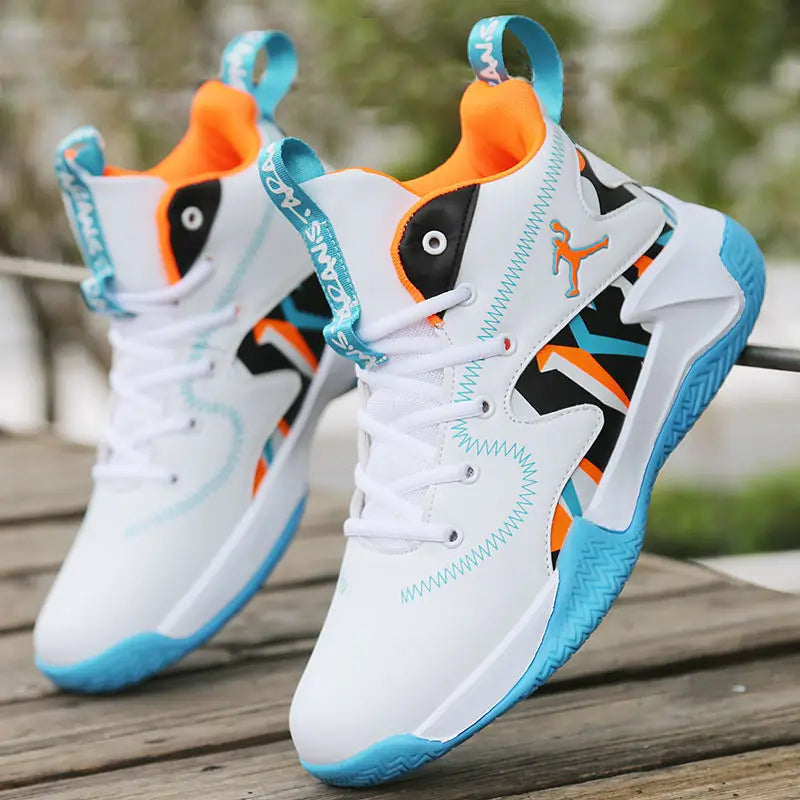 Brand New 2025 Professional Men's White Red Basketball Shoes Comfortable Casual Sneakers Anti-skid High-top Couple Women Basketball Boots