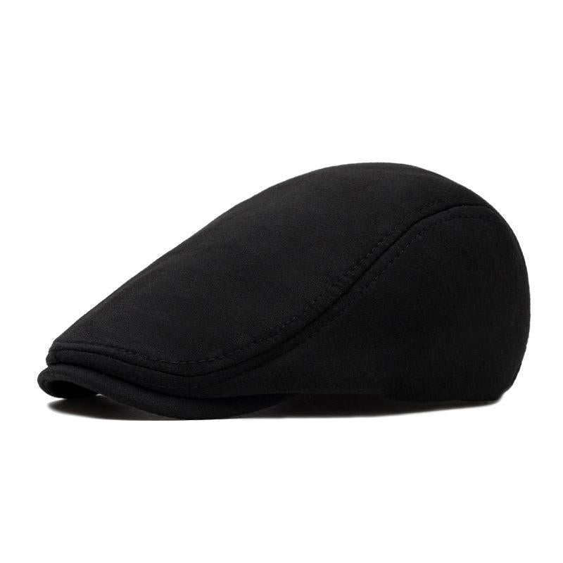 Adjustable Newsboy Cap Men's Woolen Beret Trendy British Style Duckbill Cap Forward