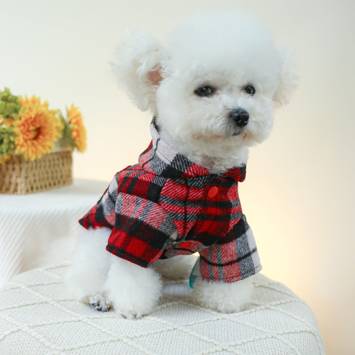 Autumn And Winter Warm Red Plaid Trench Coat