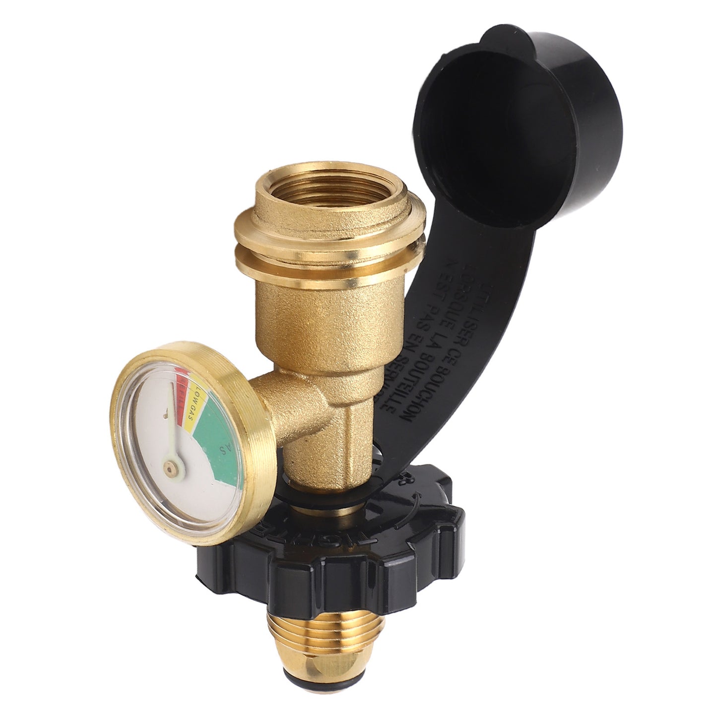 POL Gas Tank Adapter POL LP Tank Service Valve to QCC1 Gas Tank Adapter with Gauge