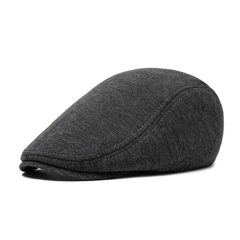 Adjustable Newsboy Cap Men's Woolen Beret Trendy British Style Duckbill Cap Forward