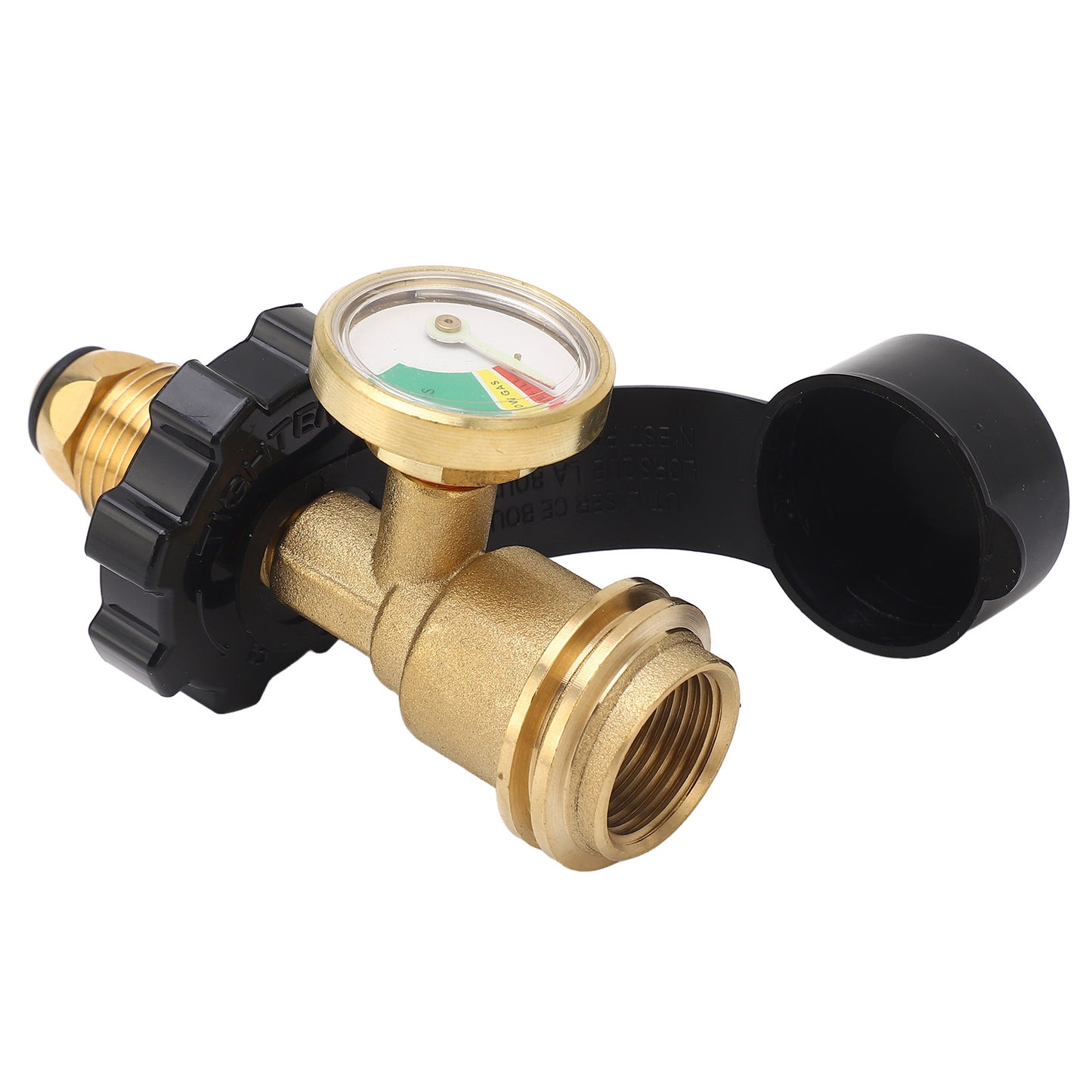 POL Gas Tank Adapter POL LP Tank Service Valve to QCC1 Gas Tank Adapter with Gauge