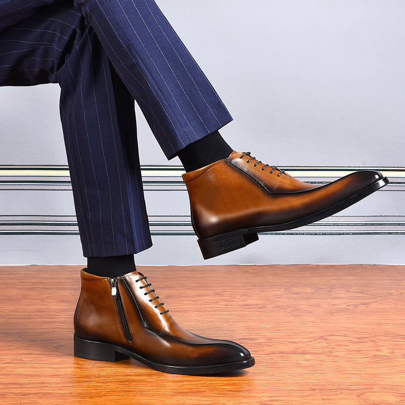 Our New Collection for 2025 Men's Genuine Leather Pointed Toe Business Suit