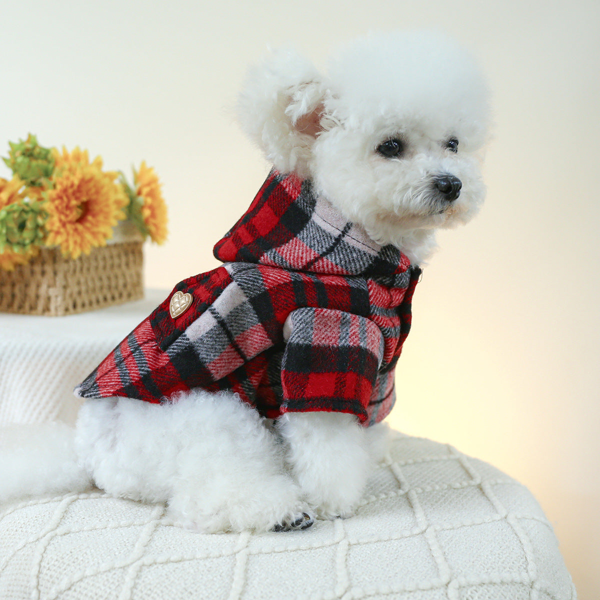 Autumn And Winter Warm Red Plaid Trench Coat