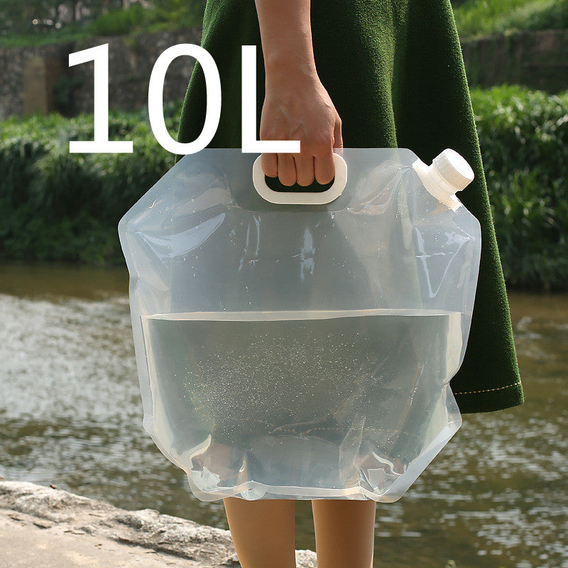 Water Container, 5L Collapsible Drinking Car Water Carrier Container, Outdoor Folding Water Bag for Sport, Hiking, Camping, BBQ, Picnic(Blue and transparent)