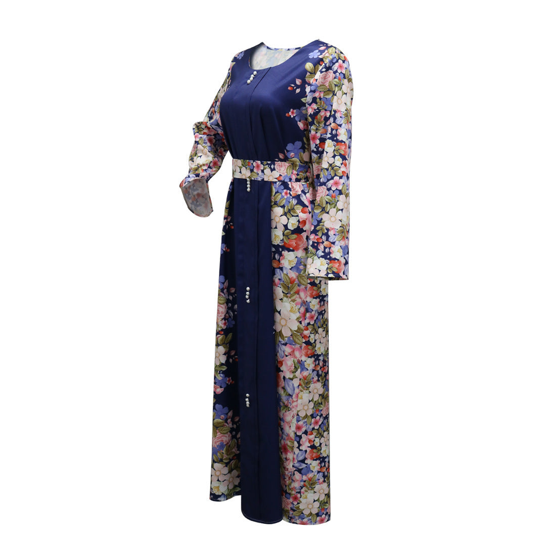 Brand New 2025 Middle East Print Dress Muslim Robe, FREE GIFT -Laptop Stand