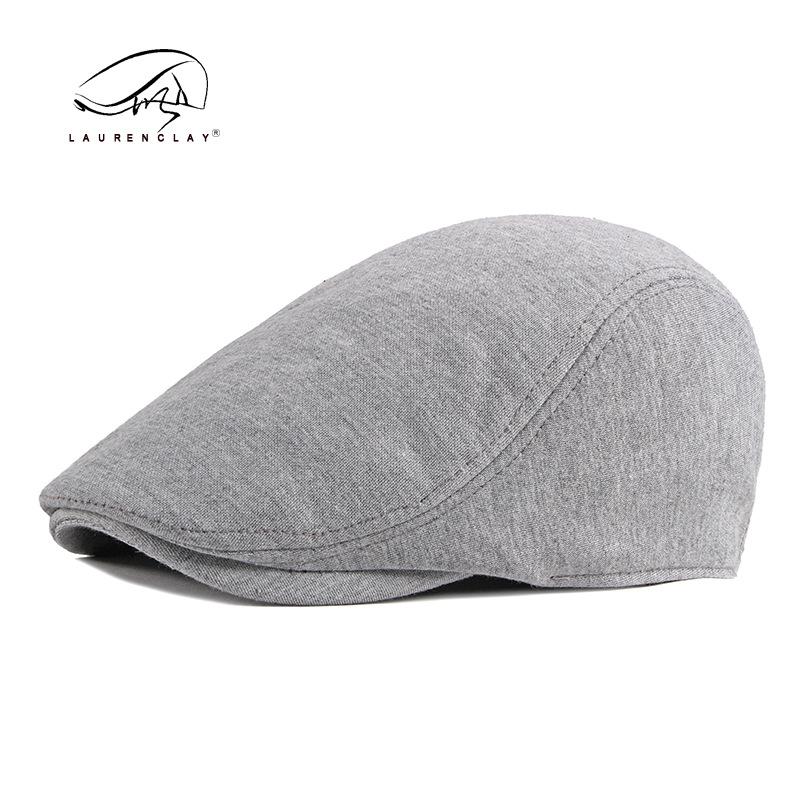 Men's beret simple light board peaked cap solid color knitted hat spring and autumn Korean style forward hat female British Retro