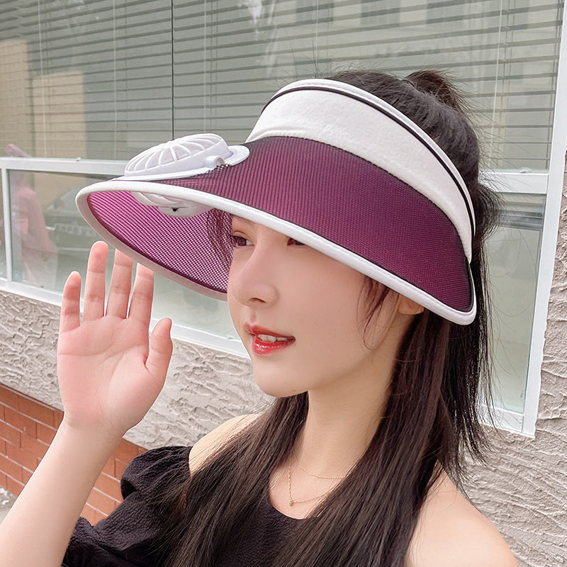 Summer 2025 Brim Fan Sun Bonnet Woman Charging