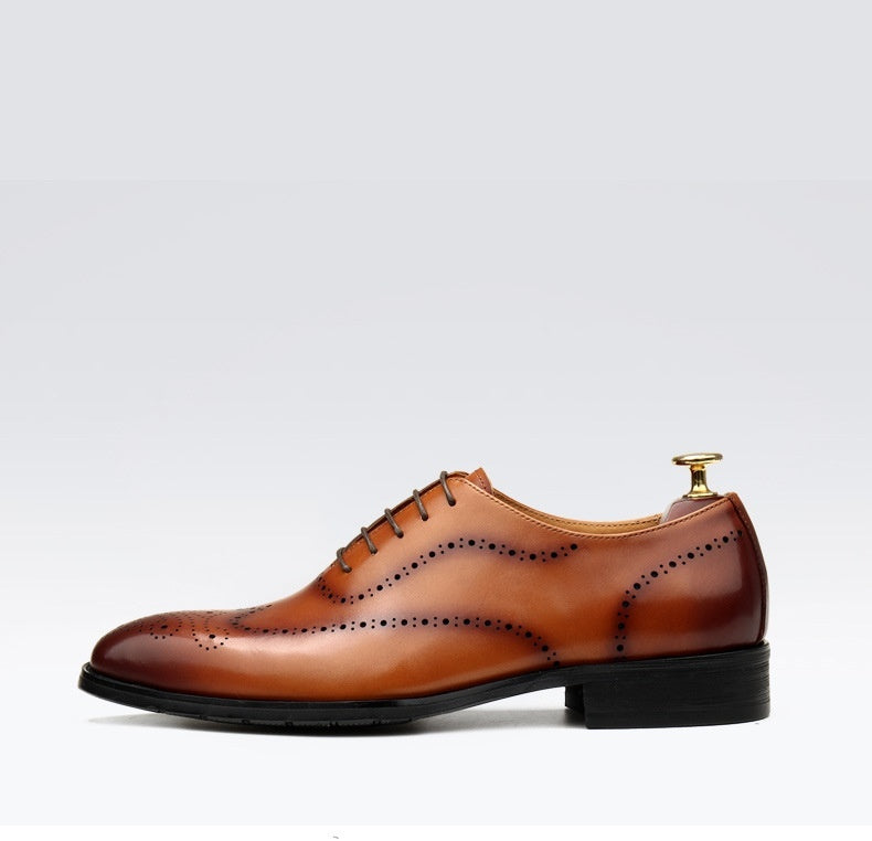 AMAZONY 2025 Brand new Collection Leather Shoes Men's British Pointed Toe Business Formal Wear Lace-up Shoes Men