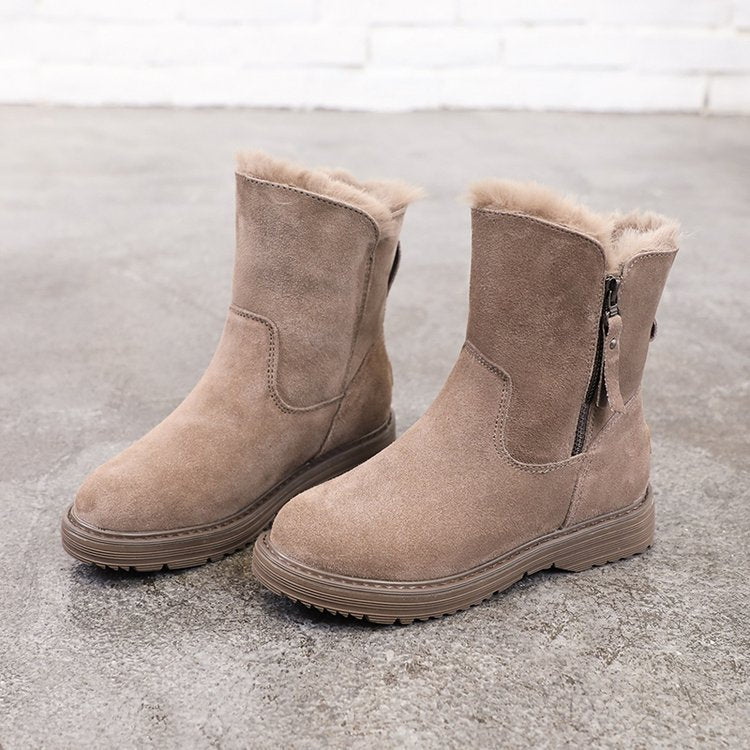 New 2024  Autumn and winter Solid color snow boots