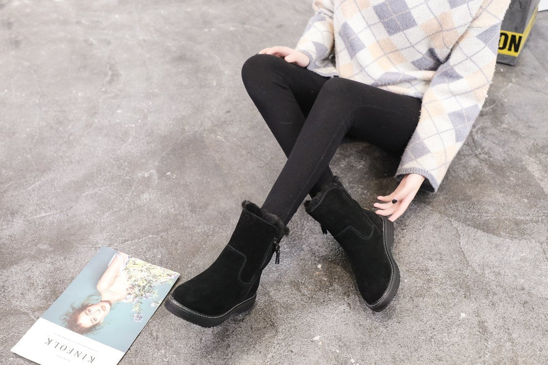 New 2024  Autumn and winter Solid color snow boots