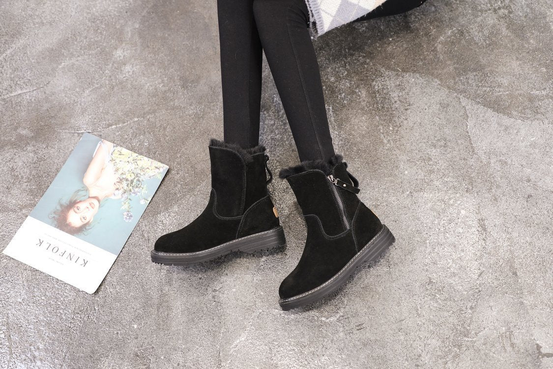 New 2024  Autumn and winter Solid color snow boots