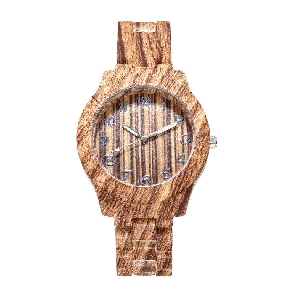 New Style logo-free Wood Pattern Simple Digital Iimitation Steel Band Women's Watch Fashion Quartz Wrist Watch Women's Watch