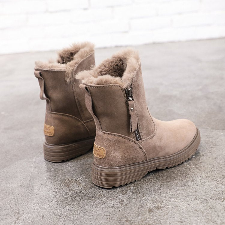 New 2024  Autumn and winter Solid color snow boots