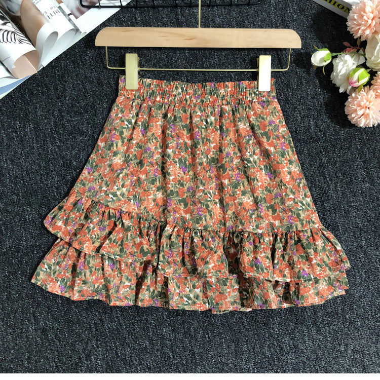 AMAZONY EPIC Fashion ladies Daisy Floral Lotus Leaf Skirt