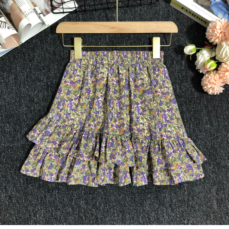 AMAZONY EPIC Fashion ladies Daisy Floral Lotus Leaf Skirt