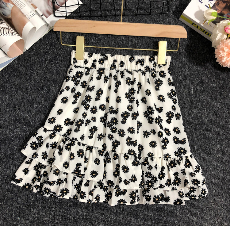 AMAZONY EPIC Fashion ladies Daisy Floral Lotus Leaf Skirt
