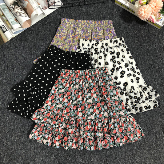 AMAZONY EPIC Fashion ladies Daisy Floral Lotus Leaf Skirt