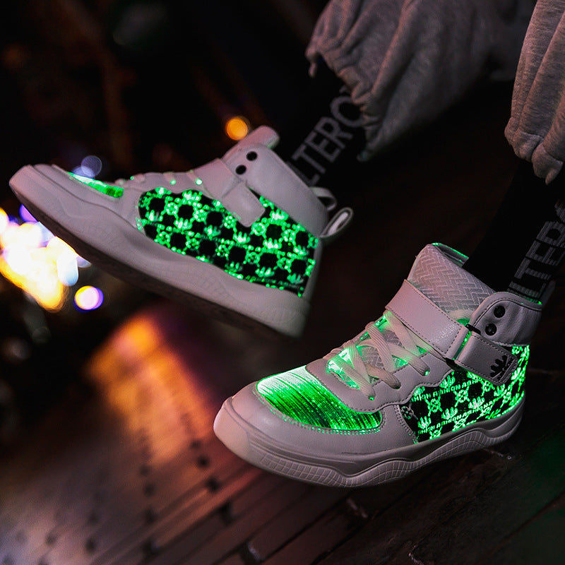 New 2024 - 2025 Led Light Shoes Sporty Fashion Luminous Flying Woven Fiber Optic Shoes