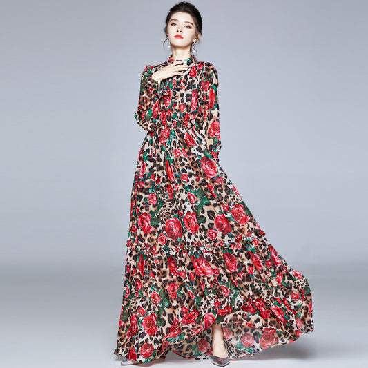 Brand New 2025 Holiday Style Big Swing Dress European And American Women's Clothing New