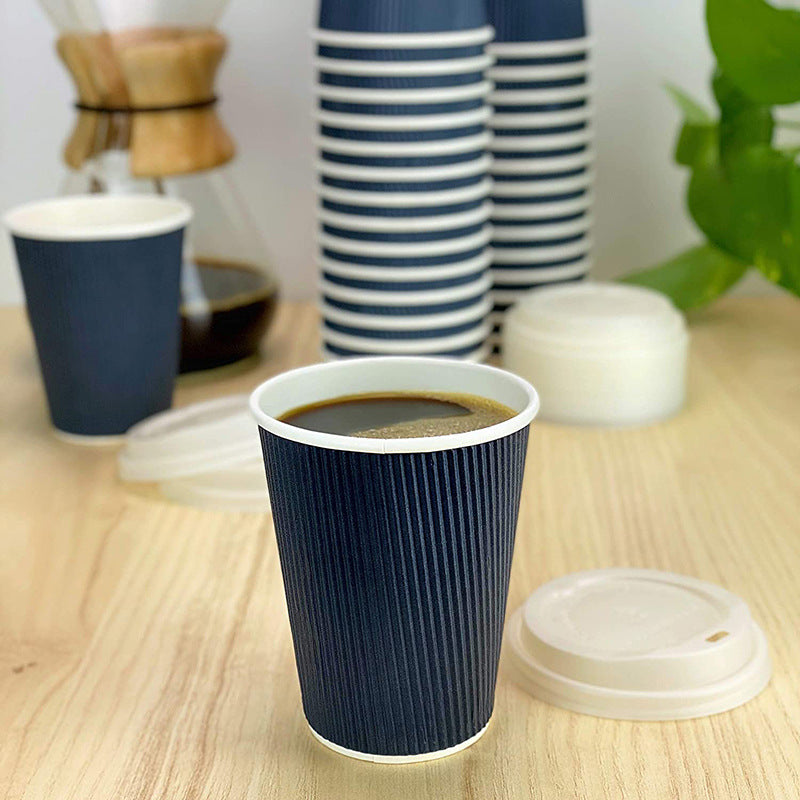 Factory direct wholesale disposable hot drink milk cup coffee shop corrugated cup can be equipped with lid LOGO printing coffee