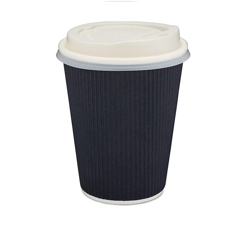 Factory direct wholesale disposable hot drink milk cup coffee shop corrugated cup can be equipped with lid LOGO printing coffee
