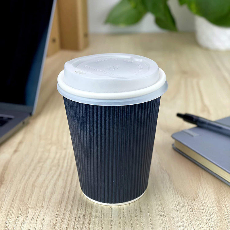 Factory direct wholesale disposable hot drink milk cup coffee shop corrugated cup can be equipped with lid LOGO printing coffee