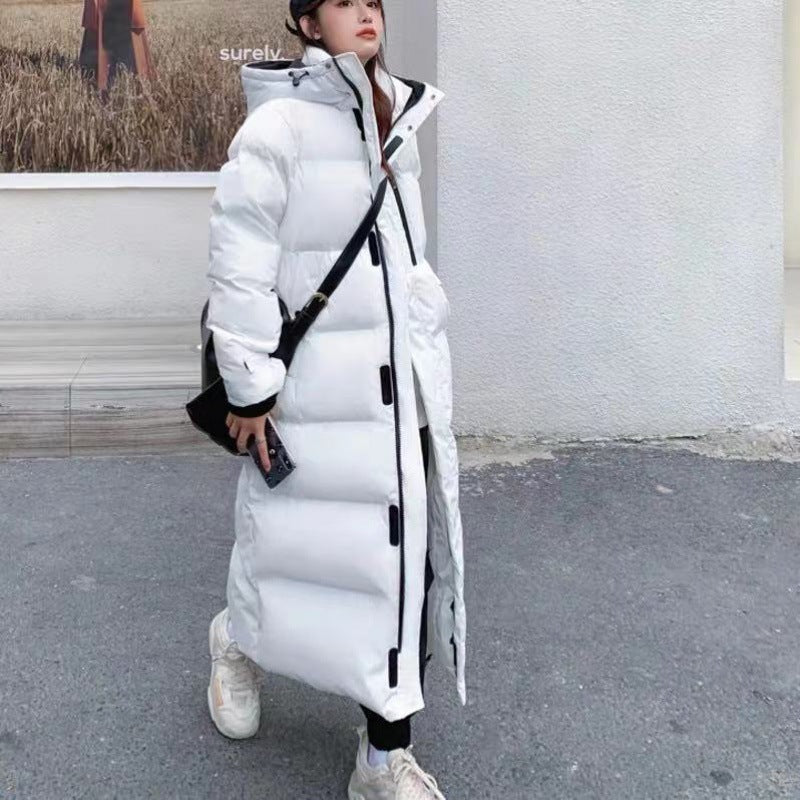 NEW 2024-2025 Autumn and Winter USA-style Mid-length Over-the-knee Down Cotton-padded Coat