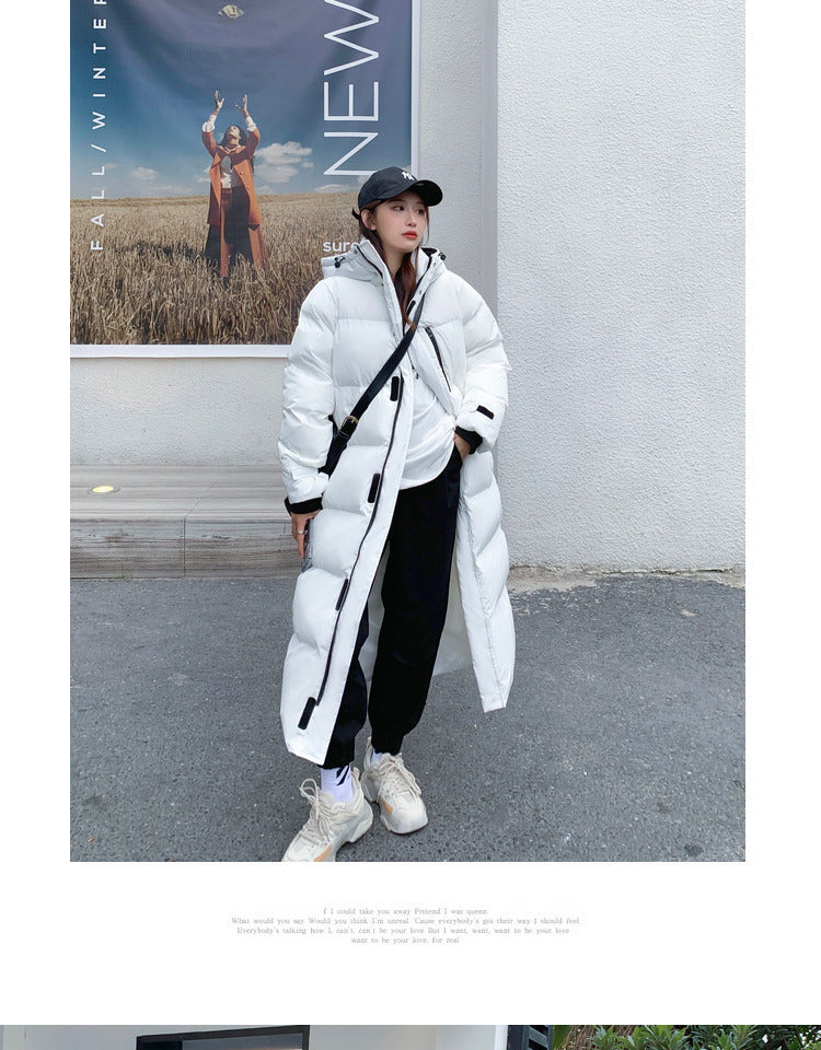 NEW 2024-2025 Autumn and Winter USA-style Mid-length Over-the-knee Down Cotton-padded Coat