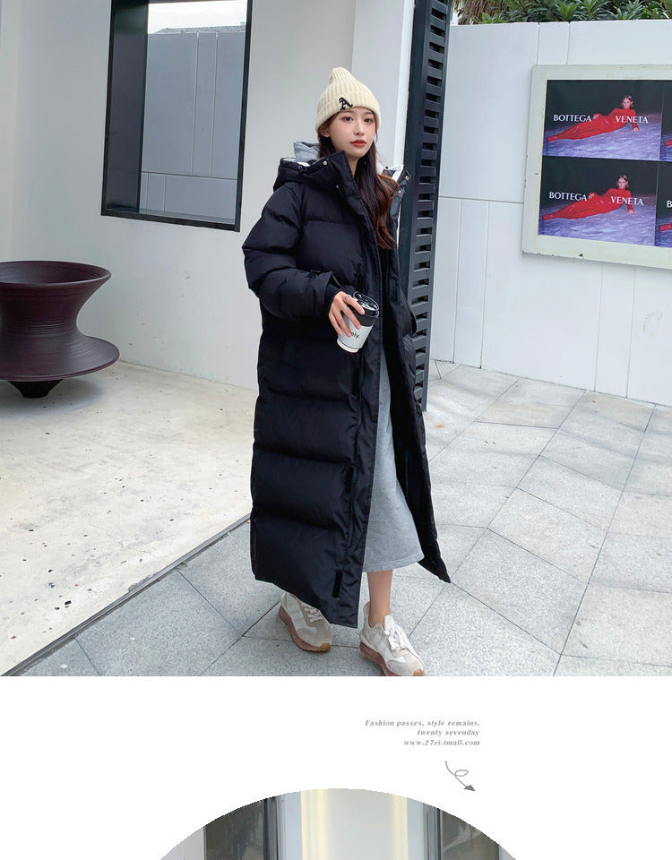 NEW 2024-2025 Autumn and Winter USA-style Mid-length Over-the-knee Down Cotton-padded Coat
