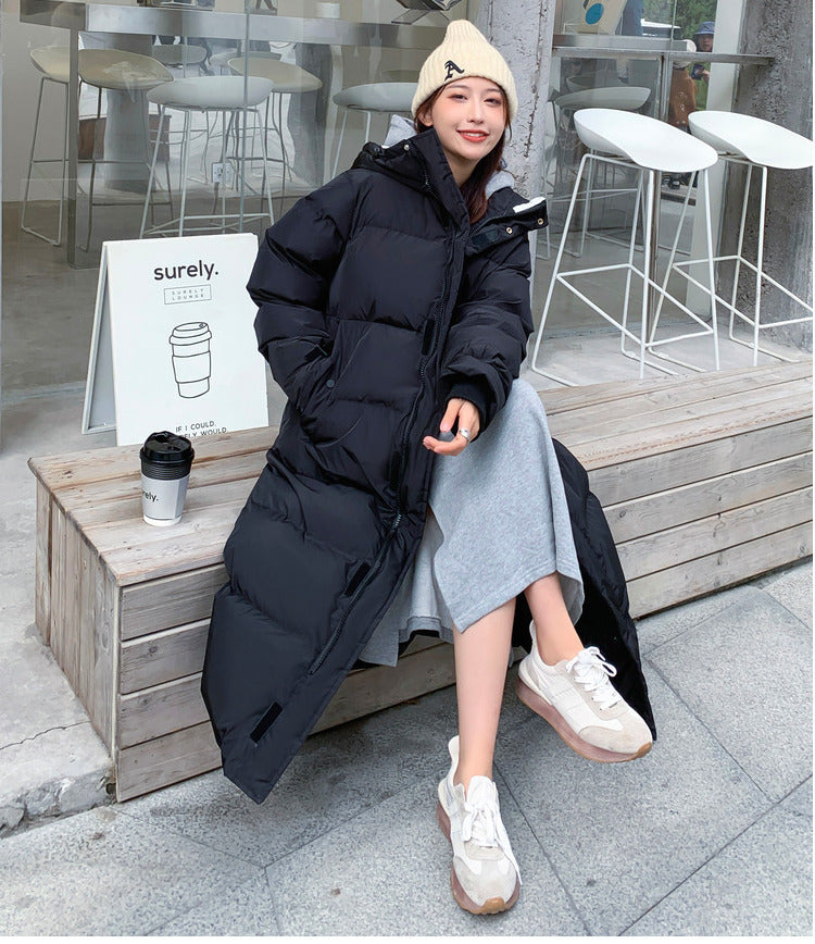 NEW 2024-2025 Autumn and Winter USA-style Mid-length Over-the-knee Down Cotton-padded Coat