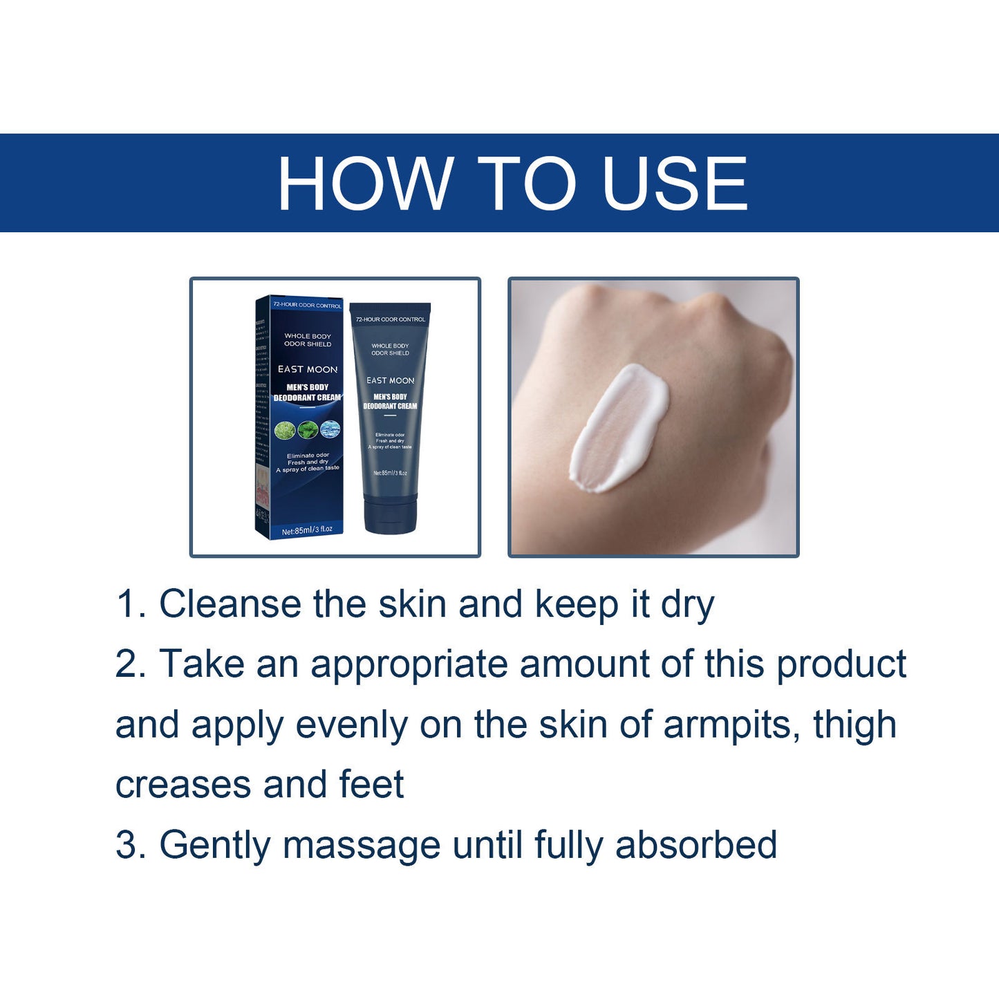 Men's Whole Body Deodorant Cream Gently Removes Body Odor free gift laptop stand