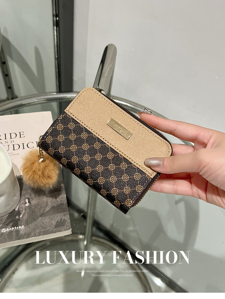 Women's Short Printing Color Contrast Style Bag Wallet