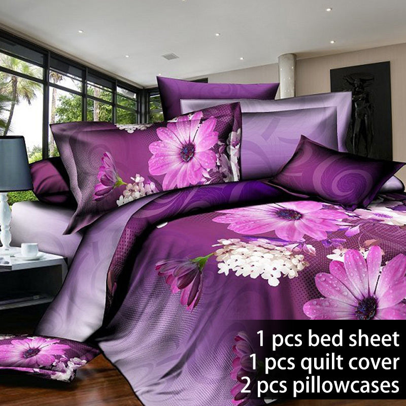 Four-piece set on 3D quilt bed