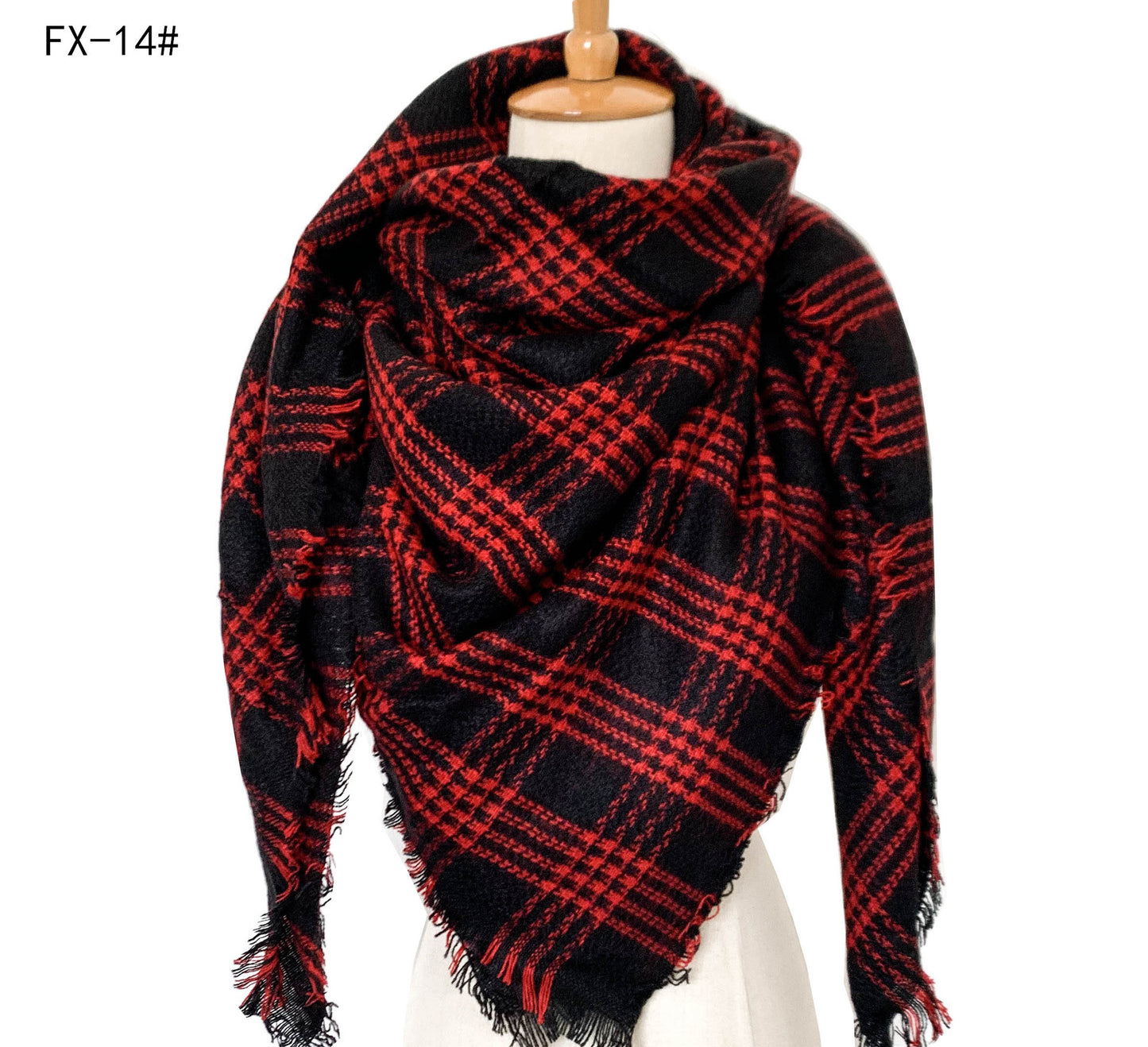 Cashmere-like Double-sided Colorful Plaid Scarf