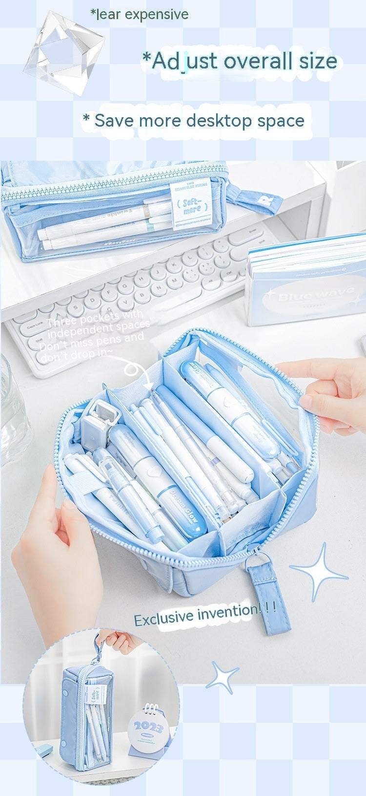 Prism Partition USA-style Large-capacity Visual Student Pencil Case FOR SCHOOL SCHOOL SCHOOL