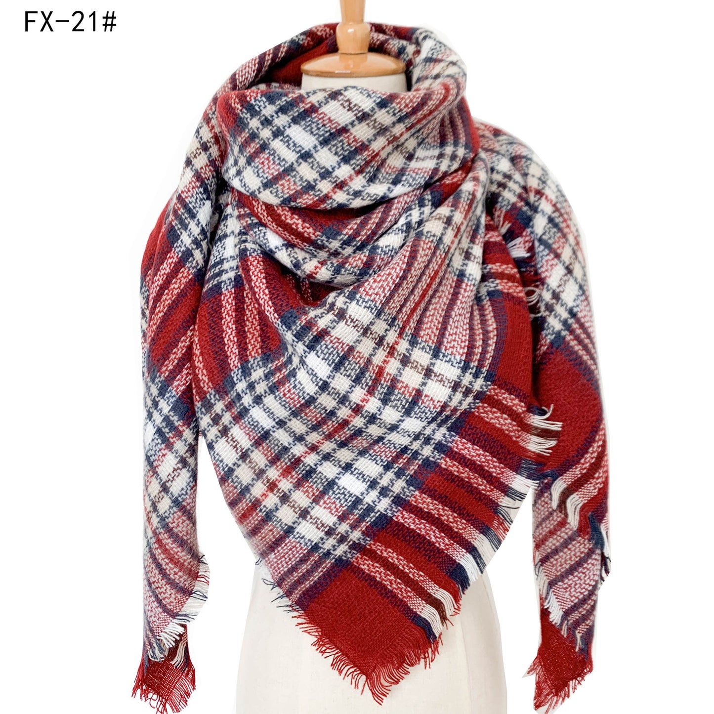 Cashmere-like Double-sided Colorful Plaid Scarf