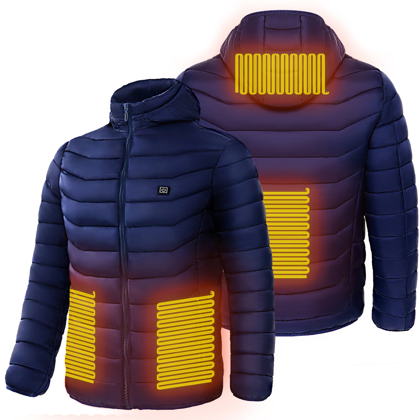 NEW 2024 Men Heated Puffer Jacket Electric Heating Coat Insulated Hood Windbreaker 9Heat Zones