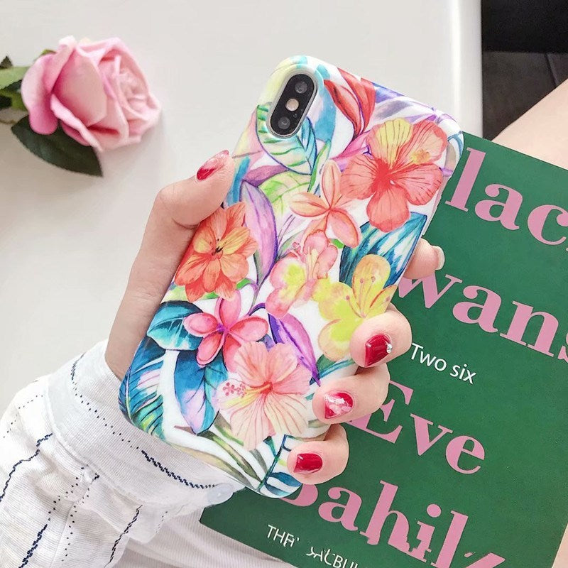 Water painting flower phone case