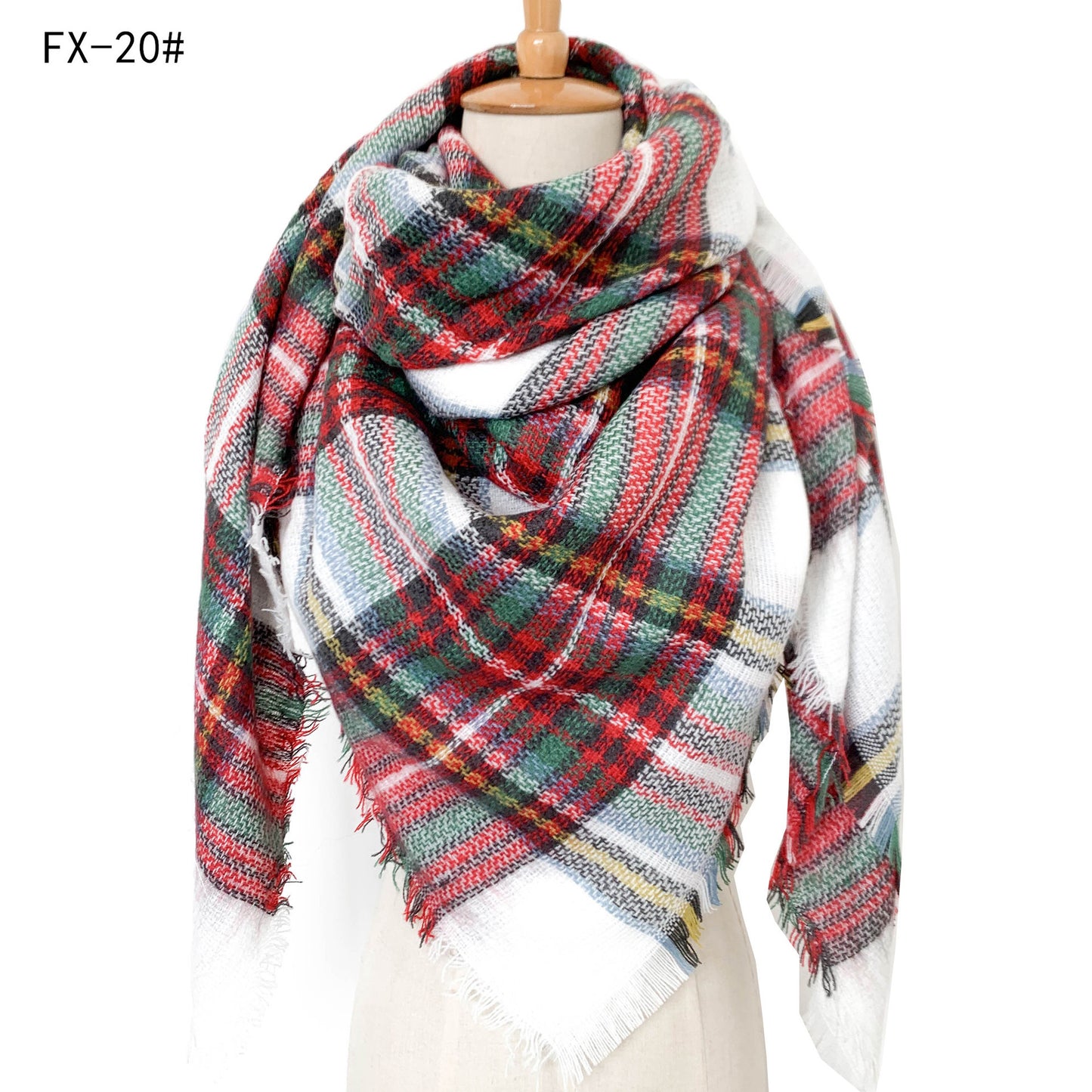 Cashmere-like Double-sided Colorful Plaid Scarf