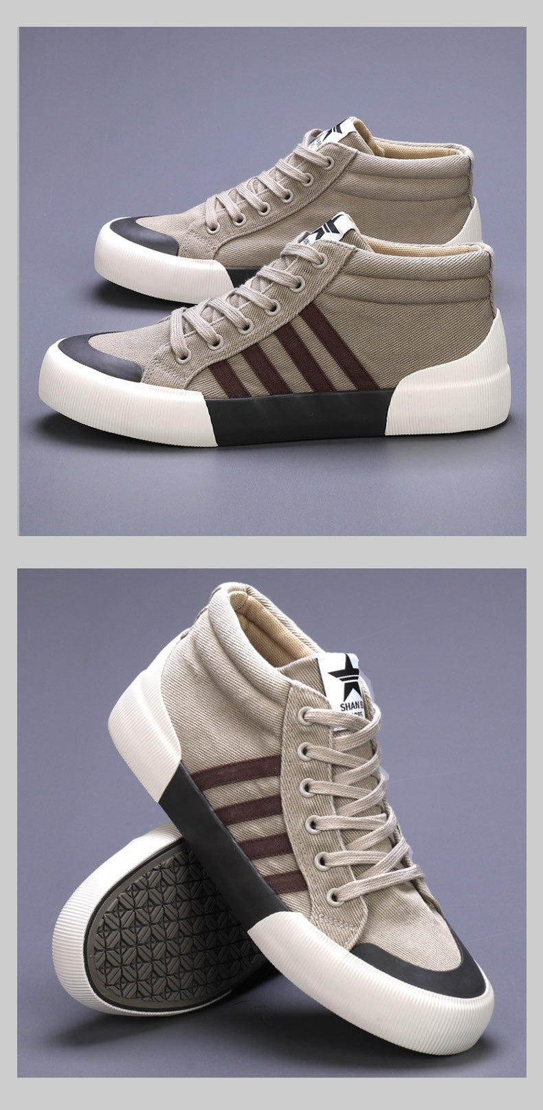 Men's High-top Canvas Shoes British Style All-matching buy one pair and you will get a free gift a free laptop stand