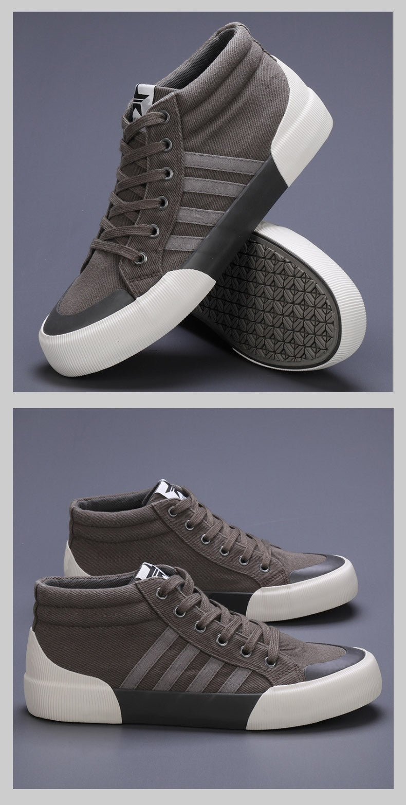 Men's High-top Canvas Shoes British Style All-matching buy one pair and you will get a free gift a free laptop stand