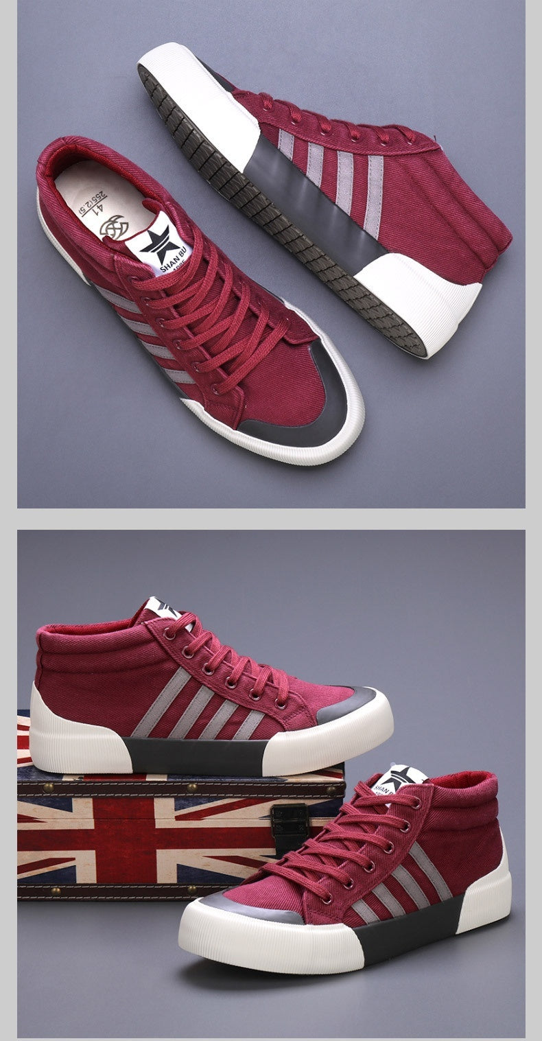 Men's High-top Canvas Shoes British Style All-matching buy one pair and you will get a free gift a free laptop stand