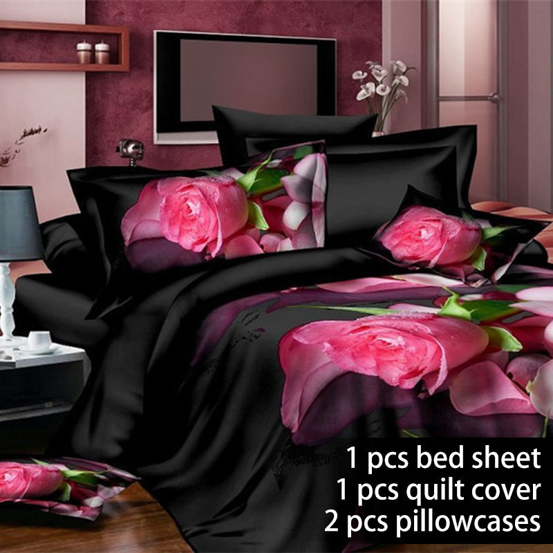 Four-piece set on 3D quilt bed