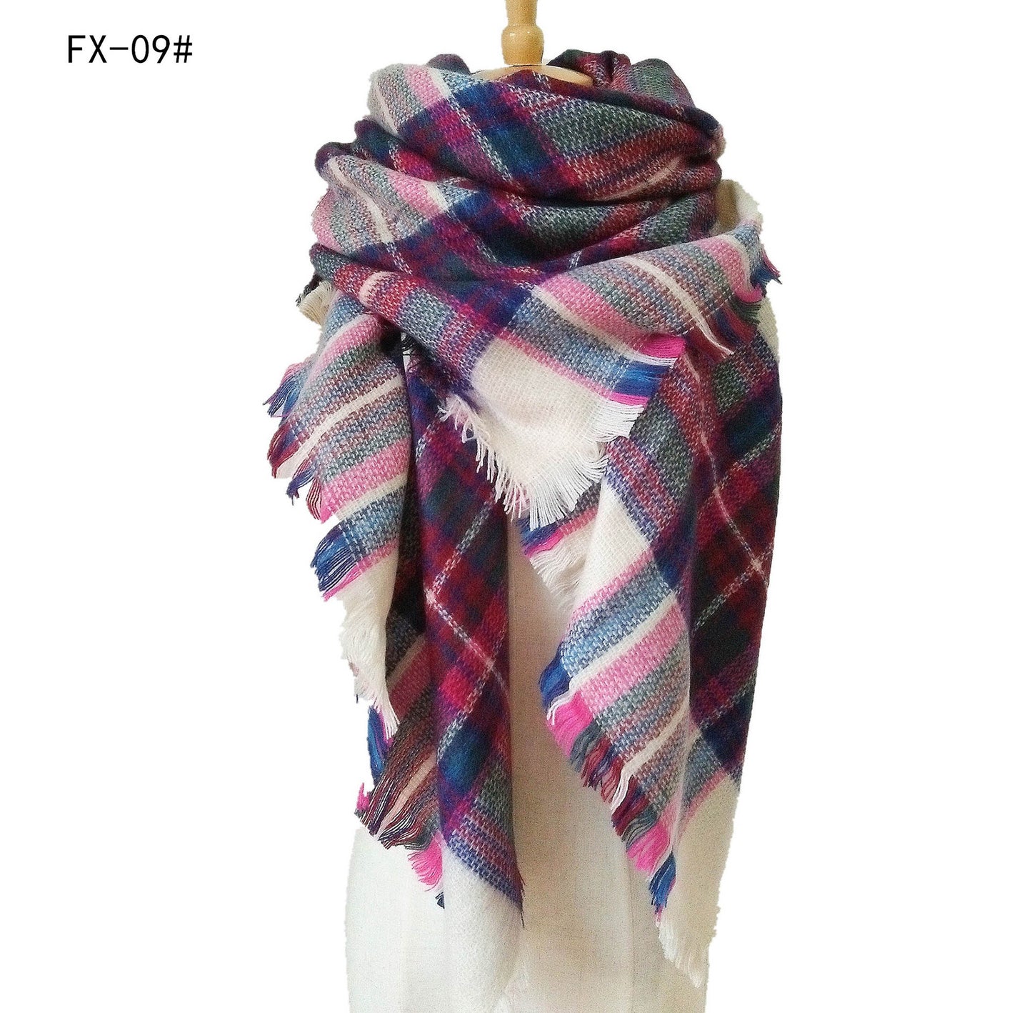 Cashmere-like Double-sided Colorful Plaid Scarf