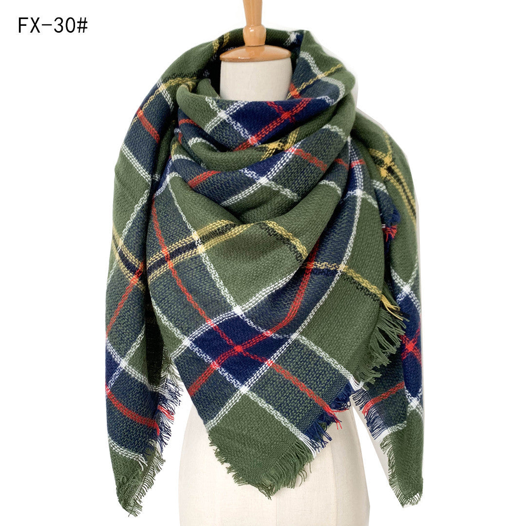 Cashmere-like Double-sided Colorful Plaid Scarf